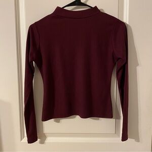 Ribbed Burgundy Women's Long sleeves Top
